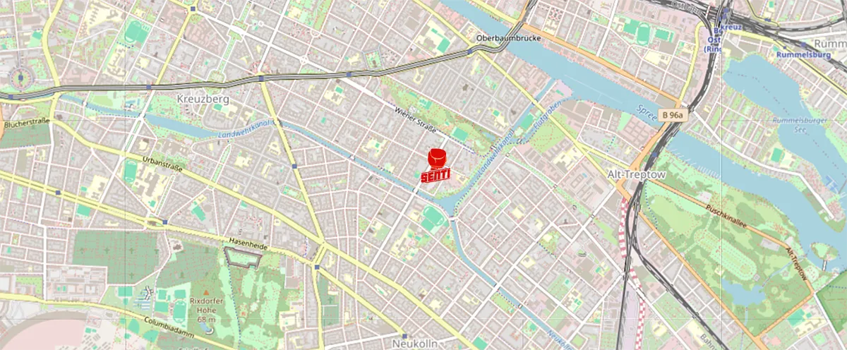 Kartenausschnitt mit Standort Reichenberger Str. 104, 10999 Berlin